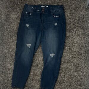 Celebrity Pink Dark Blue Distressed Boyfriend Jeans